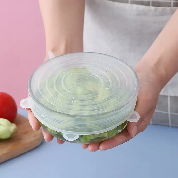 （WHITE 白）6pcs Set Silicone Food Cover Lids 硅胶食品盖