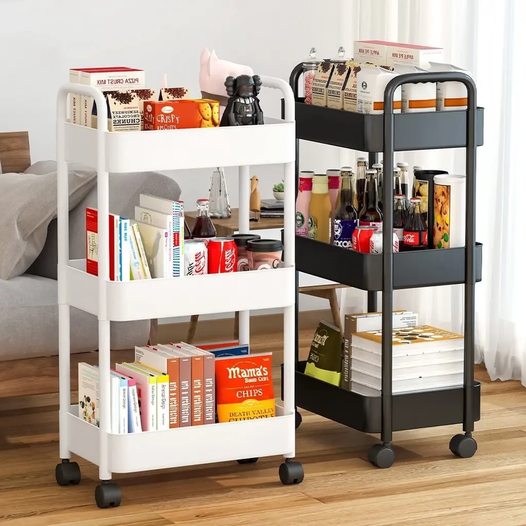 Multifunctional Wide Storage Cart Shelf Trolley 多功能宽边储物推车